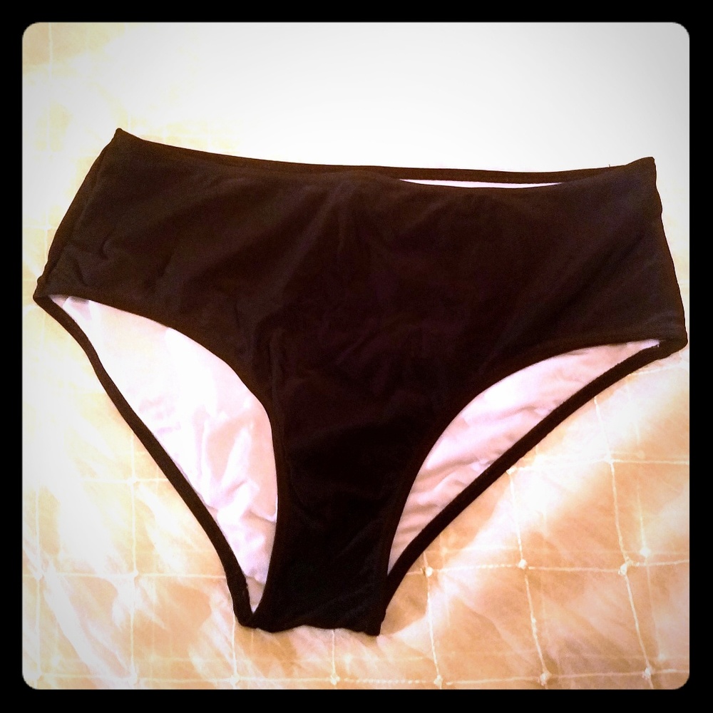 SALE-Solid Black Bikini Bottoms - XXL